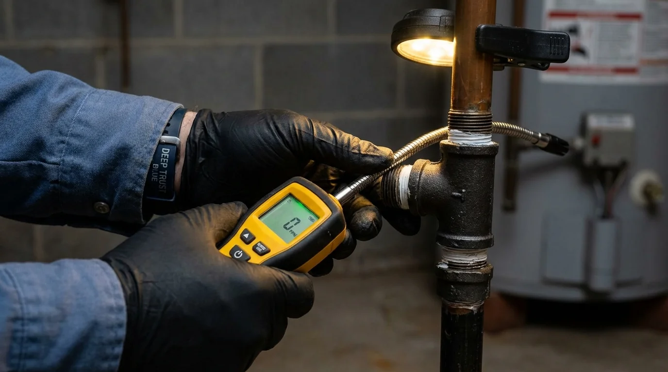 Gas leak detection with electronic sniffer by Johns Plumbing LLC in Sewaren