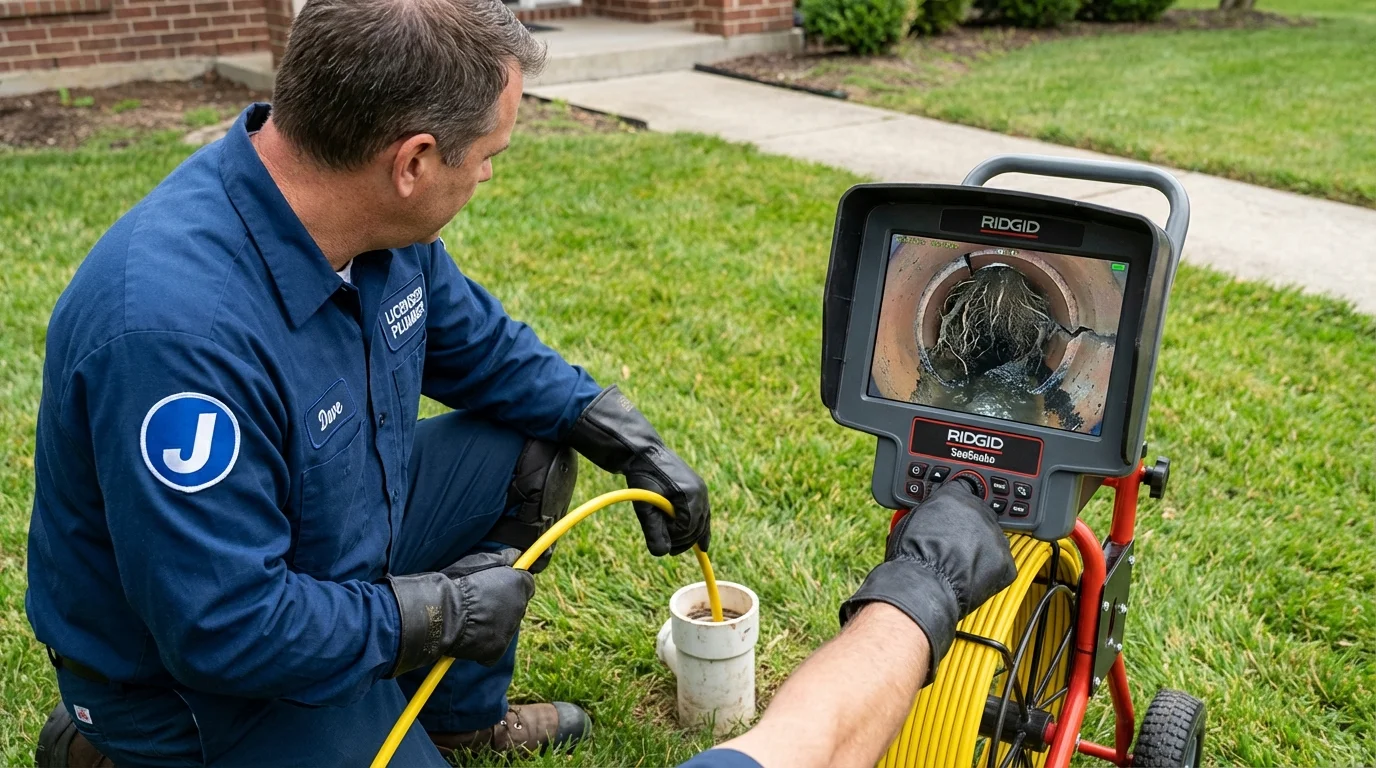 Sewer camera inspection being performed by Johns Plumbing LLC in Sewaren